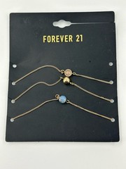 NEW Forever 21 Set of 3 Bracelets Womens Gold Tone Faceted Glass Bead Ball