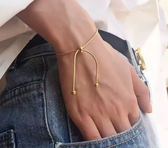 Unisex Bracelet Gold Color Stainless Steel Minimalist Thin Delicate Lightweight