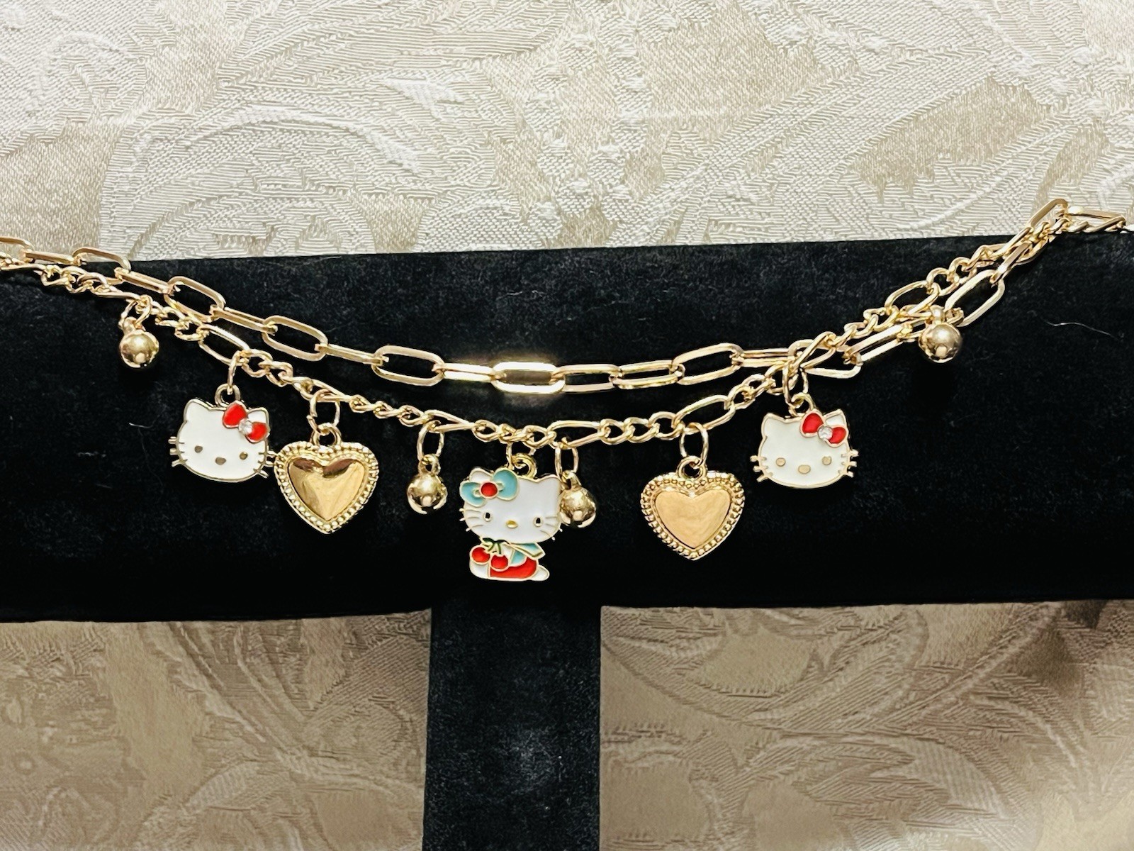 Gold Hello Kitty Multiple Charm Adjustable Fashion Fun Trendy Bracelet gallery