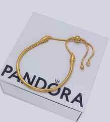 New 100% Authentic PANDORA 14K Plat Gold P Snake Chain Slider Bracelet 563580C01