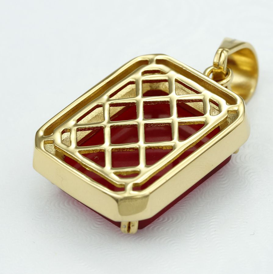 DG Men's 24" Stainless Steel,Red Charm Cubic Zirconia Curb Chain Gold plated*BOX gallery