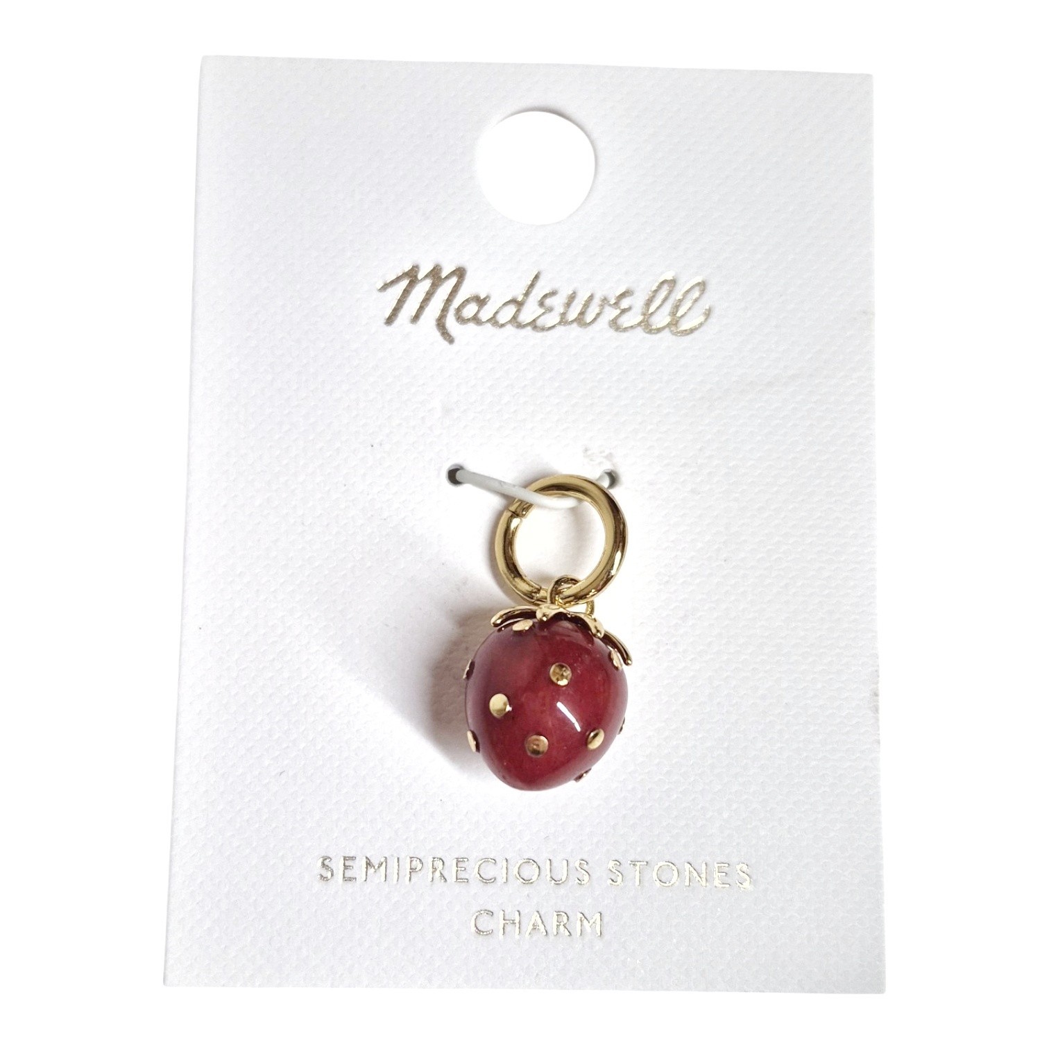 Madewell Semiprecious Strawberry Charm Antique Gold Red Brass Nickel Safe New gallery