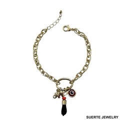 14K Gold Plated Evil Eye Azabache Bracelet Amuleto Mal De Ojo Azabache Pulsera