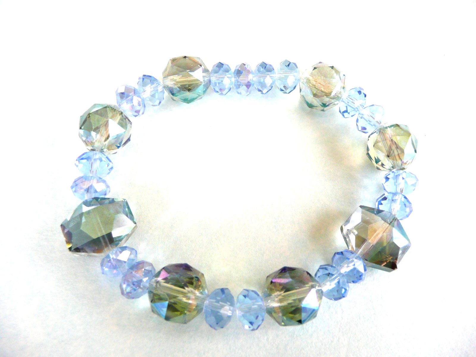 BLUE CRTSTAL BEADS WITH CRYSTAL GLASS STRETCH BRACELET GREECE gallery