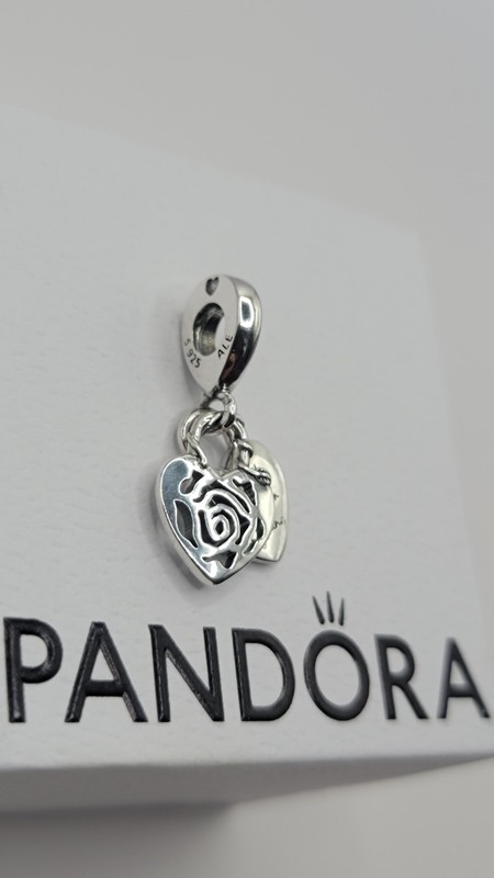 Authentic Pandora Silver Rose Heart Padlock Dangle Charm 790086C00 with Box E18 gallery