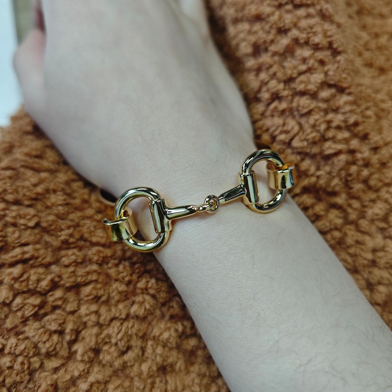 AOLIMI 18K Gold Plated Horse Bit Bangle Bracelets for Women Trendy Horseshoe ... gallery