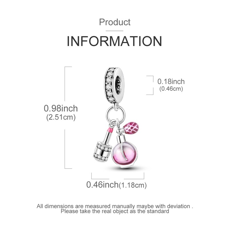 MULA European Silver Plated Charm CZ Enamel Perfume Lipstick For Women Bracelet gallery