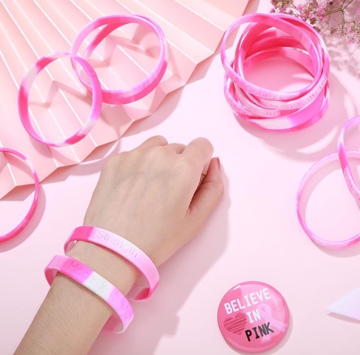 Lot of 400 Breast Cancer Awareness Bracelets Silicone Pink Ribbon Wristbands gallery