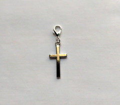 Clip on Cross Dangle Charm for Necklace Book Bag Zipper Pull Key Ring Chain Fob
