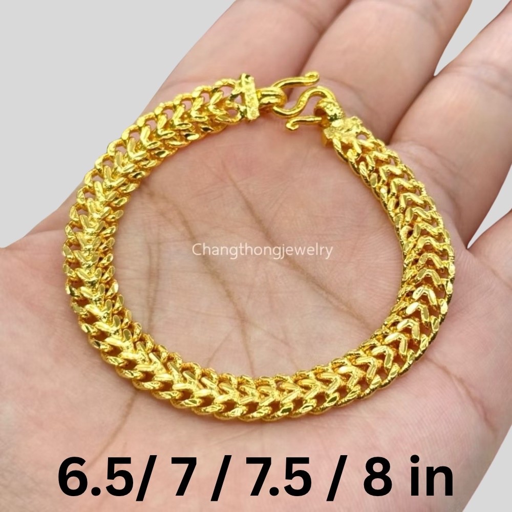 Men's Bracelet Heavy 23K 24K THAI BAHT YELLOW GOLD Plated Bangle 8 inch gallery