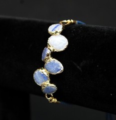 Handcrafted & Gold Plated Copper Adjustable Bracelet with Chalcedony Gemstones