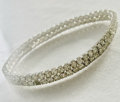 Stretch Stackable Tennis Bracelet Silver Tone Clear Round Crystal Prong Set