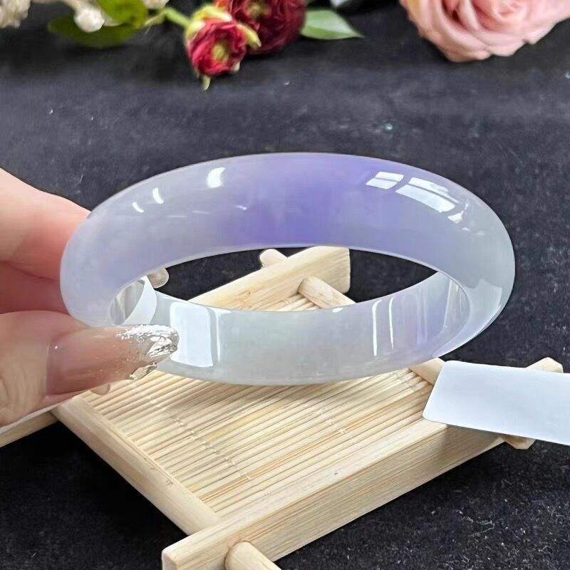 Certified Burma Jadeite Natural A grade Floating Green Purple Jade Bracelet gallery