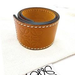 LOEWE Anagram Leather Slap Bracelet Bangle Brown Accessory Direct From Japan