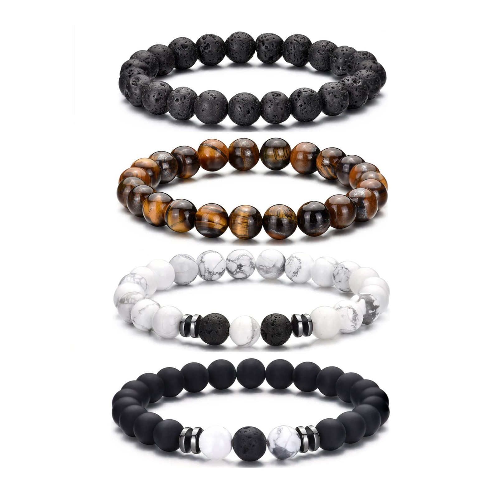 Tiger Eye Bracelet for Men 8MM Natural Stone Stretch Adjustable Black, Free Ship gallery
