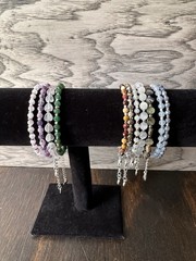 Bangle Style Crystal Bracelets 11pcs|Blue Coral, Leopard Skin, Aquamarine & More
