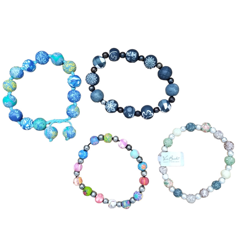 Viva Beads Bracelet Lot of 4 Colorful Polymer Clay Costume Jewelry Multicolor gallery