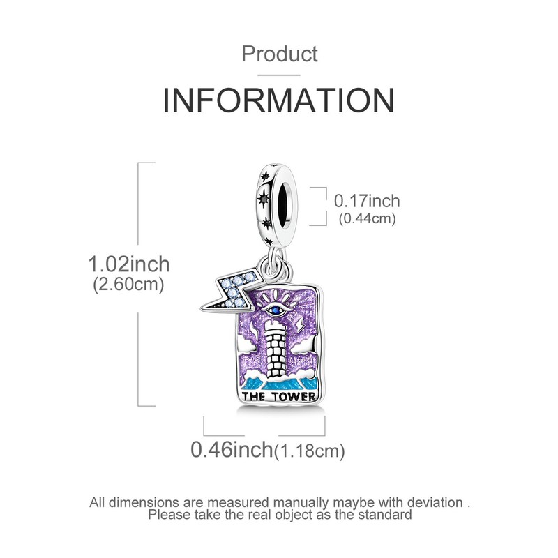 MULA 925 Silver Plated Charm AAA CZ The Tower Card Pendant For Women Bracelet gallery