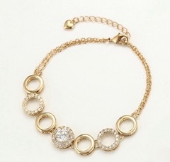 18k Gold Plated Bracelet CZ Stone Adjustable Water Resistant Tarnish Resistant