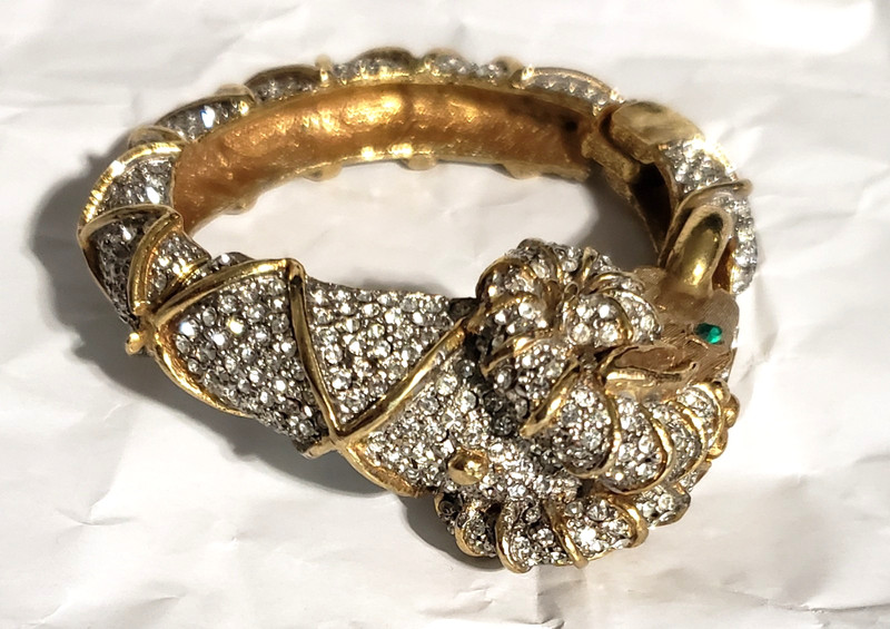Kenneth Jay Lane RAM Bangle Bracelet Gold Tone Not Signed CLASP PROBLEM gallery