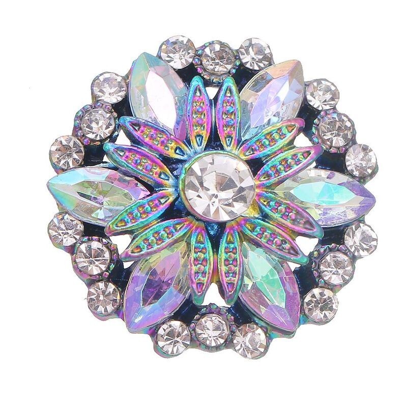 Snap Jewelry Rhinestone Flower Rainbow Base 18-20mm Fits Ginger Charms Accessory gallery