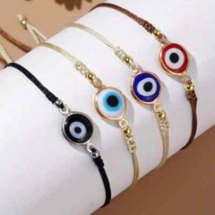 4pcs Handmade Adjustable Rope Friendship Bracelets Glass Enamel Eye SHIPS FAST