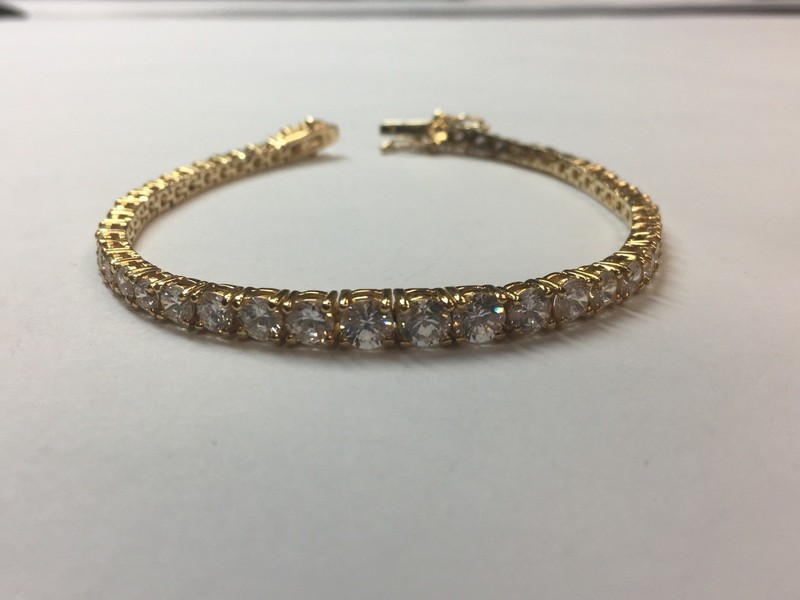 Rare Bracelet 14.59g 925 Graduating Silver 3-5mm RBC CZ Estate Vintage Gem Stone gallery