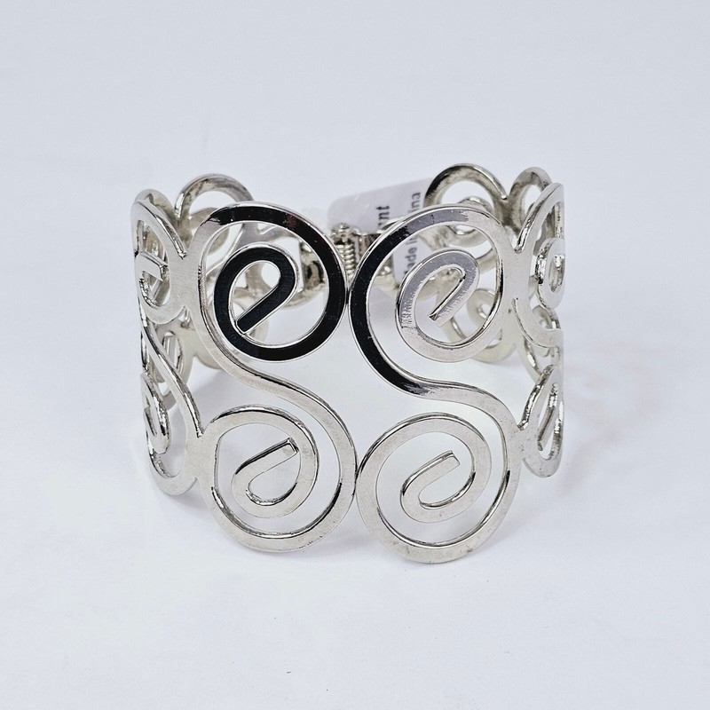 Silver Scroll Hinge Cuff Fashion Bracelet NWT gallery