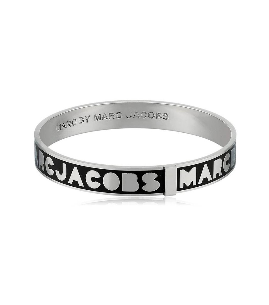 MARC By MARC JACOBS Logo BANGLE Silver + Black BRACELET Brand New ~ FREE SHIP!