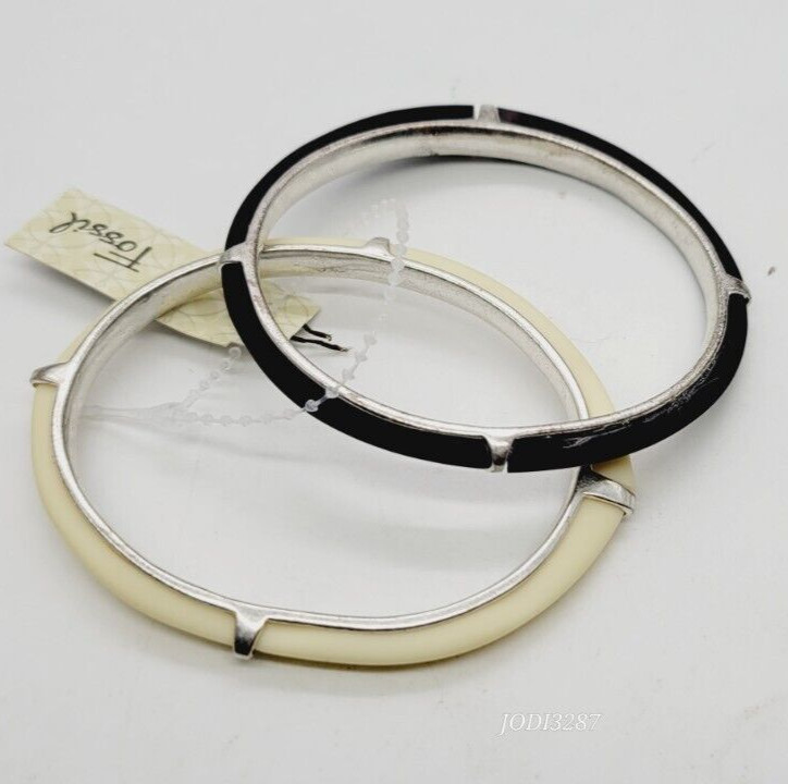 Fossil Brand Bangle Bracelet Lot 2pc Set Brown Cream One Size OSFM gallery