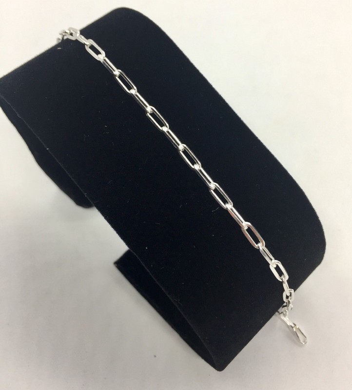925 Sterling Silver 4mm Paper Clip Women's Bracelet 7" & 8" Made in Italy gallery