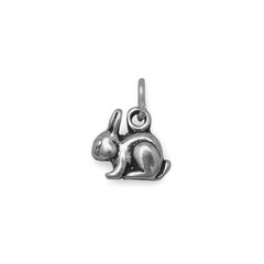 .925 Sterling Silver Oxidized 3D “Extra Hoppy!” Bunny Charm