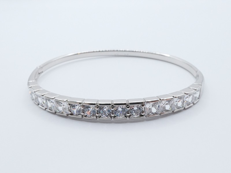 Bangle Bracelet Beautiful Cz Diamond White Gold Plated 5" - 7" Women Jewelry gallery