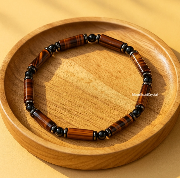 Tiger Eye Cylinder Hematite Men's Bracelet Career Success Spiritual Men Jewelry gallery