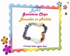 Gemstone Chips Bracelet or Anklet, 2mm to 4mm, 6-inch to 9-inch