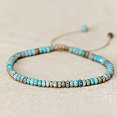 Natural Turquoise Jasper Bracelet Blue Gemstone Women Men Bracelet Handmade