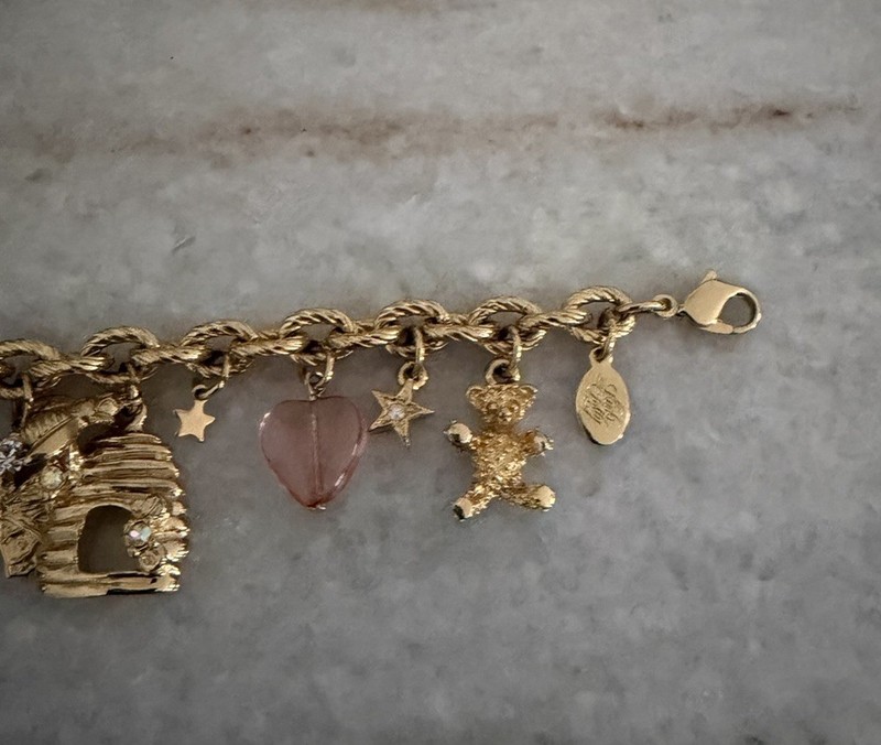 Kirks Folly Midsummer Night's Teddy Bear Bee Dream Gold Tone Charm Bracelet gallery