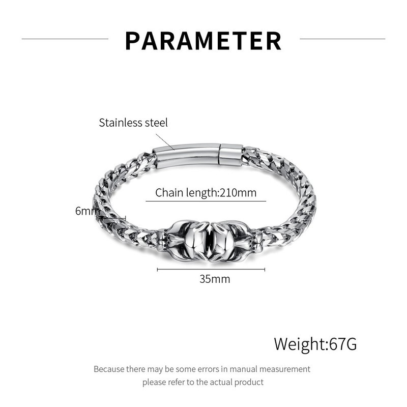 Punk 6mm Mens Hip Hop 21cm Stainless Steel Gift Vintage Wolf Head Link Bracelet gallery