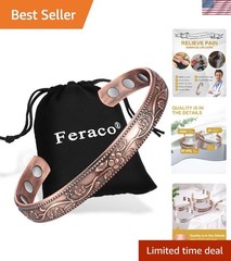 Feraco Copper Bracelet for Women, Ultra Strength Magnetic Bracelets, 99.99% Pure