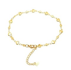 Stainless Steel Gold Heart Chain Adjustable 10.5 Inches Anklet Ankle Bracelet