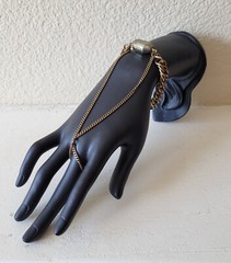 NEW Luv Aj Polished Pyrite Handpiece Gold Bronze Chain Bracelet