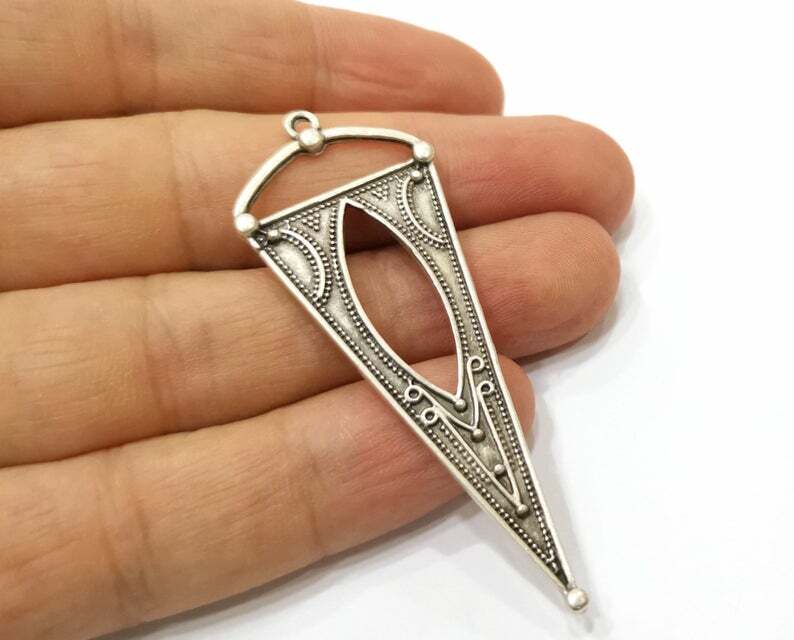 Dangle Triangle Diy Antique Silver Plated Charms jewelry Accessories G19367 gallery