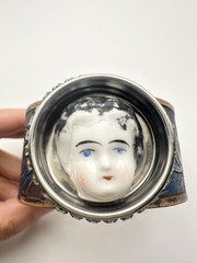Melody Elizabeth Handmade Doll Head Leather Bracelet 7.5”