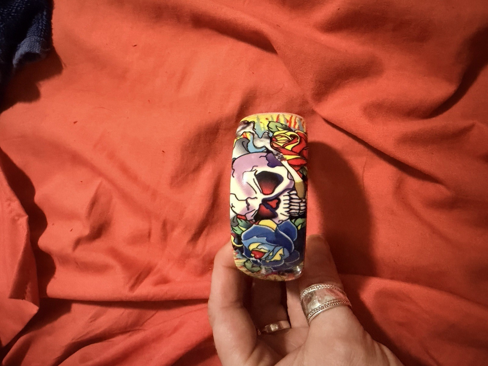 Ed Hardy Multicolor Plastic Skull Theme Bangle Bracelet, Round Shape, No Stone gallery
