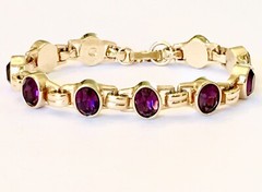 NWOT ~ Swan Signed SWAROVSKI ~ Royal Purple Oval Crystal ~ 7.25” Bracelet