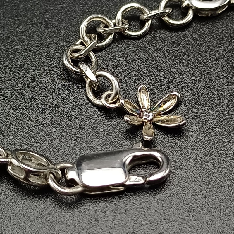 Genuine 925 Sterling Silver Brilliant Red Ruby CZ Statement Bracelet 7.5" Adj gallery