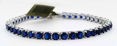 LAB CREATED 14.54 Cts BLUE SAPPHIRE TENNIS BRACELET 14K WHITE GOLD PLATED – NWT