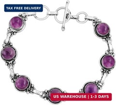 Round Shape Natural & Synthetic Gemstones Silver Plated Bracelets for Women – Vi