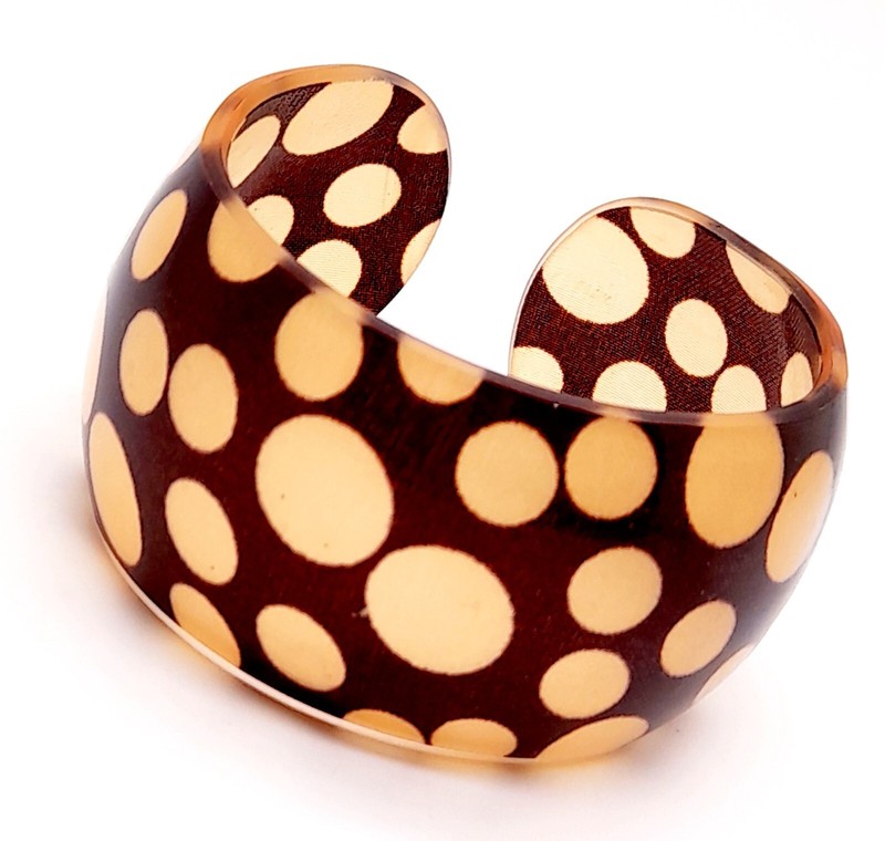B001 Chunky wide 1.5 inch polka dot print plastic bangle fashion bracelet gallery