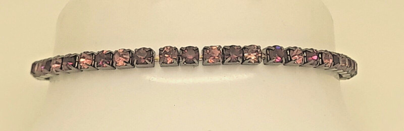 1 line lt purple & purple rhinestone black nickel fashion stretch bracelet gallery